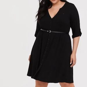 Torrid Black Jersey Belted Shirt Dress
